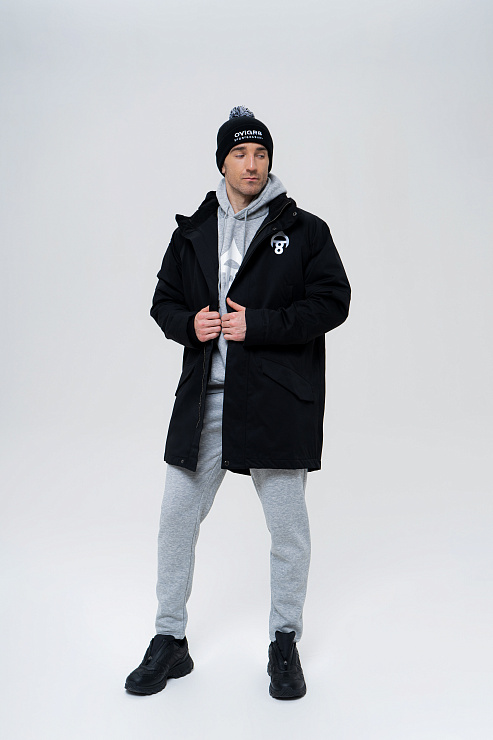 Пальто с капюшоном черное  